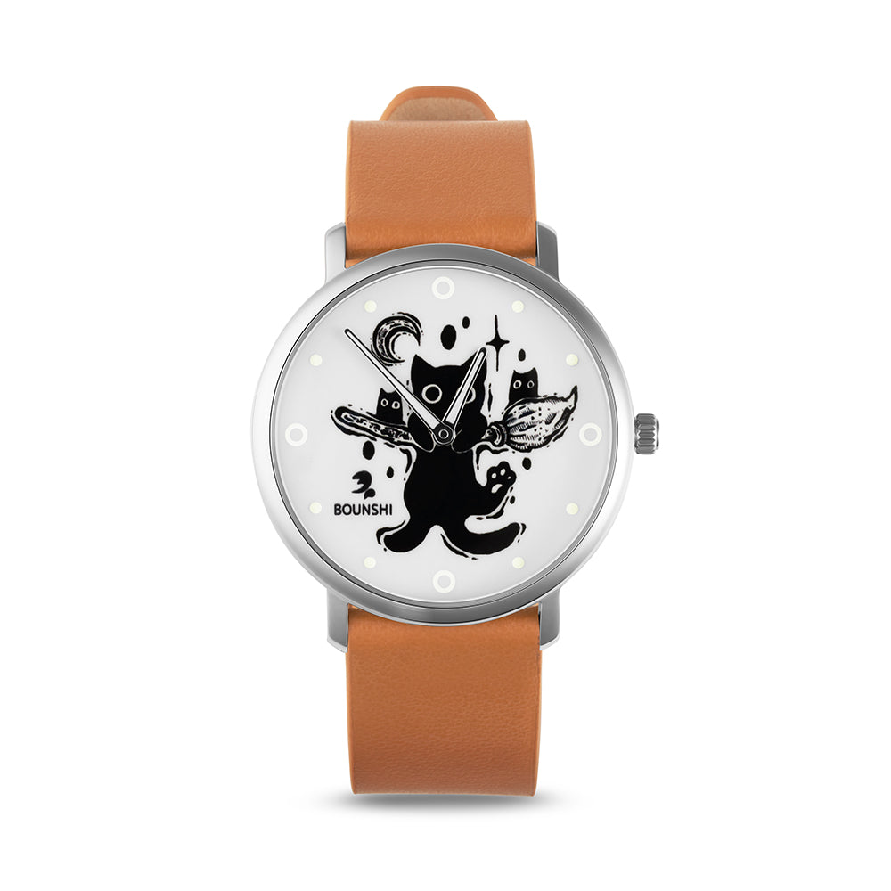 BOUNSHI × @valio_art Broom Cat Watch - Brown Strap