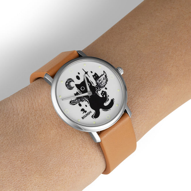 BOUNSHI × @valio_art Broom Cat Watch - Brown Strap